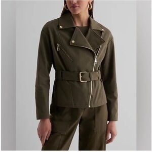 Express Dark Green Belted Utility Jacket